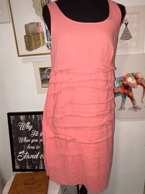 GAP Coral Pink Tiered Ruffle Sleeveless Mini Dress